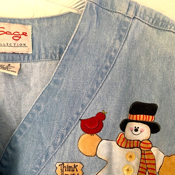 ⛄️VTG 80/90s snowman button down Henley shirt - Picture 4 of 8